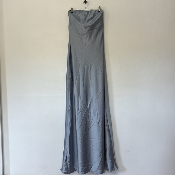 NWOT Show Me Your Mumu Taylor Tube Maxi Dress in Steel Blue Luxe Satin - Picture 4 of 8